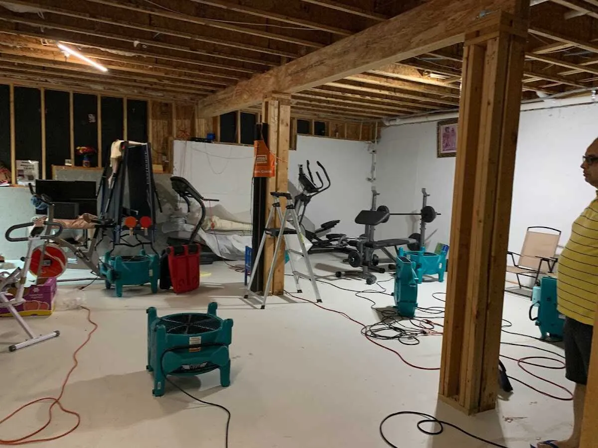 Basement drying equipment setup for Contents Cleaning & Restoration in Keizer